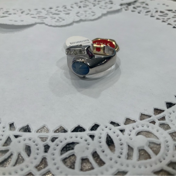 MEN'S OVAL THAI STAR SAPPHIRE RING HEAVY GOLD ELECTROPLATE  18KT SZ 8.5 - Picture 10 of 11